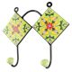 Pea Green Floral Ceramic Tile Hook